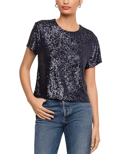 Fifteen Twenty Aerin Sequin Short Sleeve Top In Gray