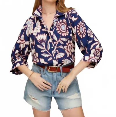 Fifteen Twenty Alani Button Down Shirt In Navy Print In Multi