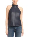 Fifteen Twenty Alexis Faux Leather Halter Top In Black