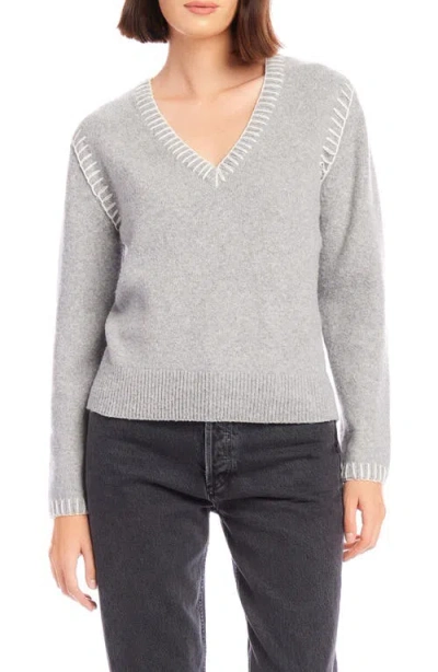 Fifteen Twenty Ali Edge Stitch Sweater In Gray