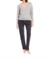 Fifteen Twenty Ali Stitch V-neck Sweater In Gray In Gray