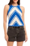 Fifteen Twenty Alice Openwork Tank Sweater In Blue