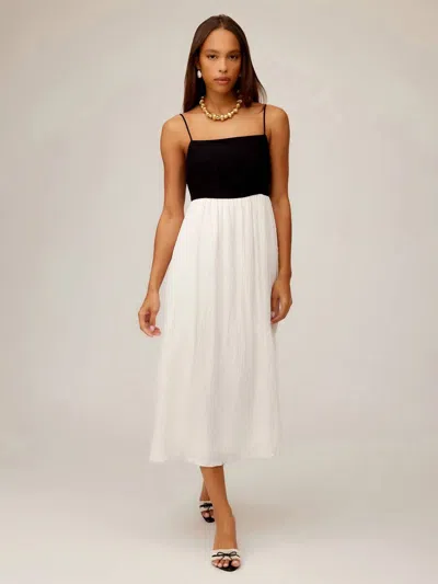 Fifteen Twenty Anetta Contrast Midi Dress In Black And White In Multi