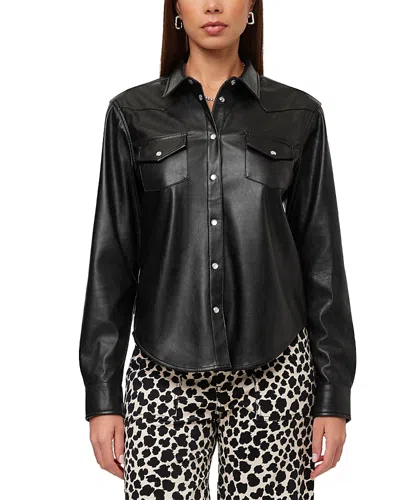 Fifteen Twenty Anna Faux Leather Western Shirt In Black