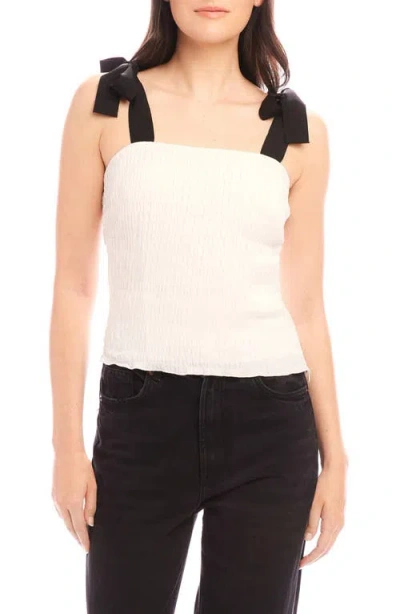 Fifteen Twenty Annie Smocked Tie Strap Top In Cream