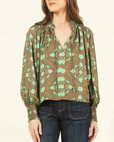 Fifteen Twenty Anouk Ruffle Neck Blouse In Addison Julep In Green