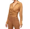 Fifteen Twenty Arabella Shirred Long Sleeve Top In Camel In Brown