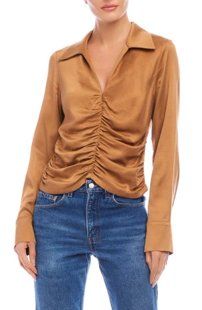 Fifteen Twenty Arabella Shirred Top In Camel