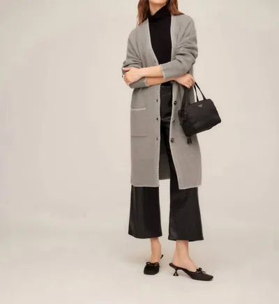 Fifteen Twenty Ariel Cardigan Sweater In Gray With Cream