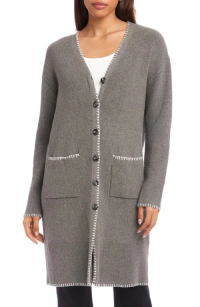 Fifteen Twenty Ariel Cotton & Cashmere Longline Cardigan In Gray