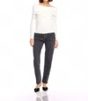 Fifteen Twenty Asymmetric One-shoulder Stretch Cotton Blend Long Sleeve Top In Cream