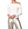 Fifteen Twenty Asymmetric One Shoulder Top In Cream In White