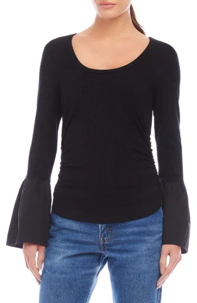 Fifteen Twenty Ava Bell Sleeve Rib Top In Black