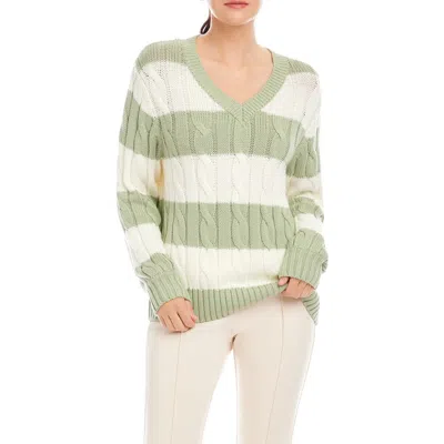 Fifteen Twenty Avalee Stripe Cable Knit Sweater In Multi