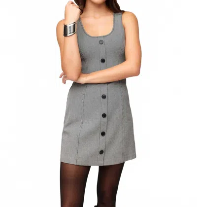 Fifteen Twenty Avery Button Front Sleeveless Dress In Houndstooth In Gold