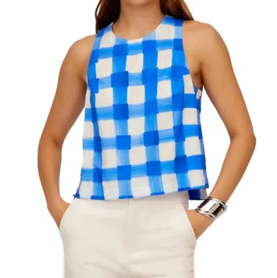 Fifteen Twenty Beatrix Button Tank In Check In Blue