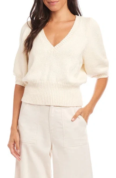 Fifteen Twenty Bennet Shirred Sleeve Sweater In Ecr