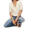 Fifteen Twenty Bennet Shirred Sleeve Sweater In Ecru In White