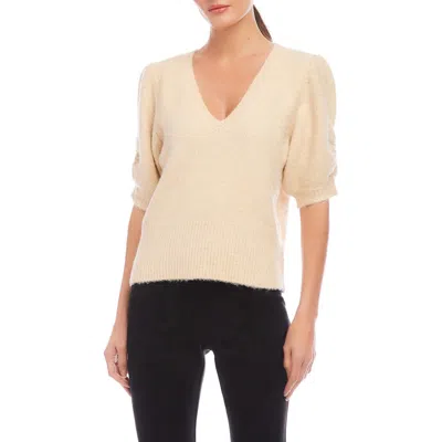 Fifteen Twenty Bennett Puff Sleeve Sweater In Sand