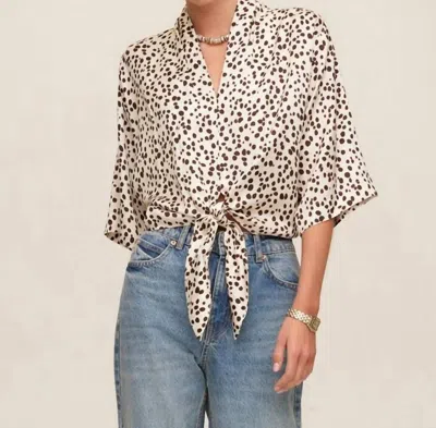 Fifteen Twenty Bernice Tie Front Blouse In Print In Neutral