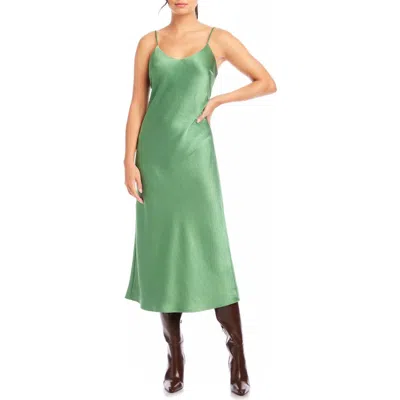 Fifteen Twenty Bias Satin Midi Slipdress In Sage