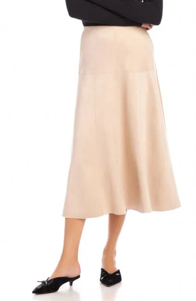Fifteen Twenty Blythe Faux Suede Midi Skirt In Almond