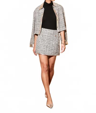 Fifteen Twenty Blaire A-line Mini Skirt In Black With Metallic In Silver