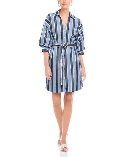 Fifteen Twenty Blaire Stripe Lantern Sleeve Stretch Cotton Shirtdress In Multi