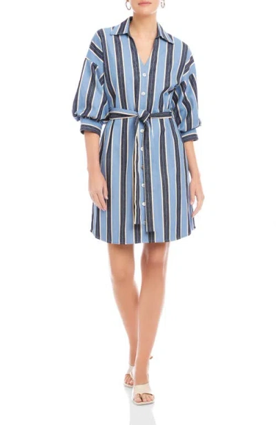 Fifteen Twenty Blaire Stripe Lantern Sleeve Stretch Cotton Shirtdress In Multi