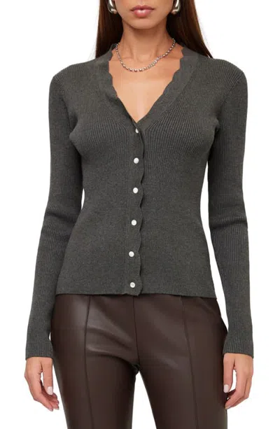 Fifteen Twenty Bliss Scallop Edge Cardigan In Charcoal
