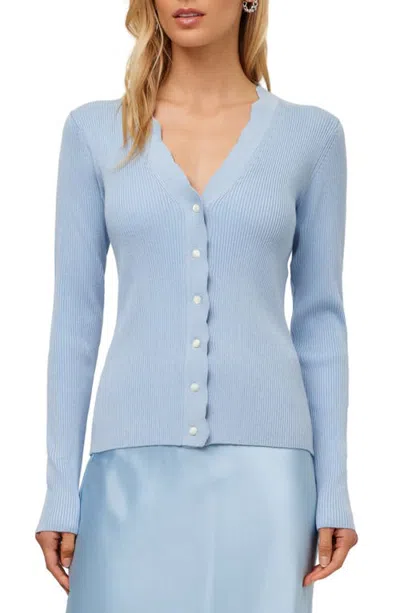 Fifteen Twenty Bliss Scallop Edge Cardigan In Blue