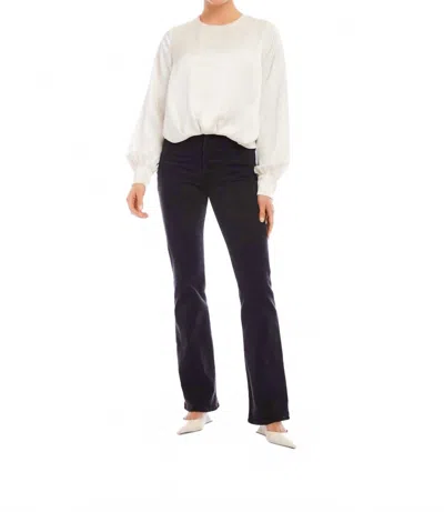 Fifteen Twenty Blouson Satin Long Sleeves Top In Cream In White