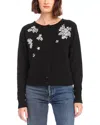 Fifteen Twenty Bree Embellished Leaf Embroidery Cardigan In Black In Black