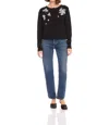 Fifteen Twenty Bree Embellished Leaf Embroidery Cardigan In Black In Black