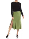Fifteen Twenty Brielle Slit Hem Midi Skirt In Green