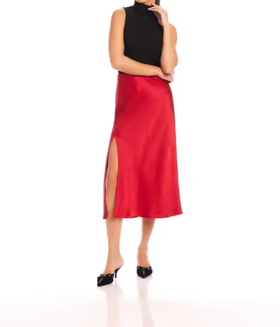 Fifteen Twenty Brielle Satin Midi Skirt In Cherry