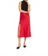 Fifteen Twenty Brielle Side Slit Midi Skirt In Cherry In Red
