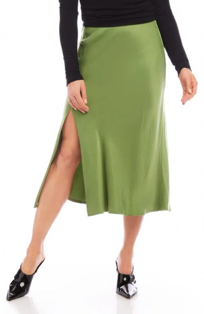 Fifteen Twenty Brielle Slit Hem Midi Skirt In Green