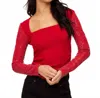 Fifteen Twenty Cady Contrast Long Sleeve Sequin Top In Red In Red