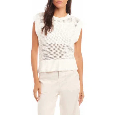 Fifteen Twenty Carly Openwork Sleeveless Sweater In Off White