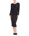 Fifteen Twenty Carolina Long Sleeve Midi Dress In Black/brown