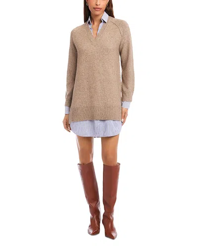 Fifteen Twenty Carrie Mixed Media Minidress In Nude