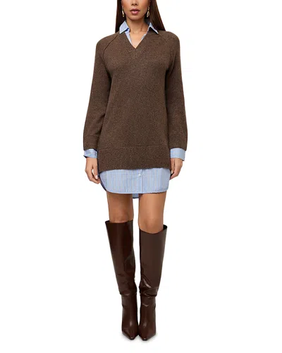 Fifteen Twenty Carrie Mixed Media Sweater Dress In Brown