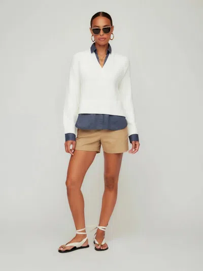 Fifteen Twenty Carrie Mixed Media Sweater In Off White