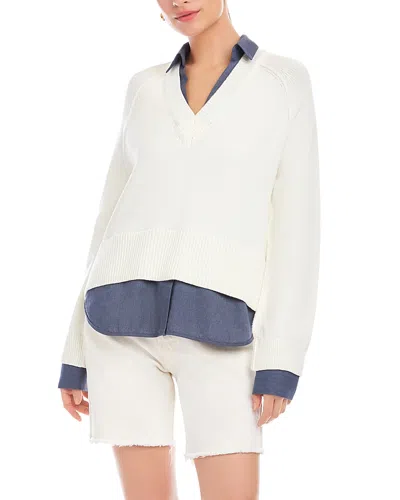 Fifteen Twenty Carrie Mixed Media Sweater In White