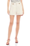 Shop Fifteen Twenty Cassidy Pleated High Waist Cotton & Linen Blend Shorts In Natural