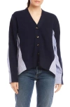 Fifteen Twenty Celine Mixed Media Cardigan In Blue