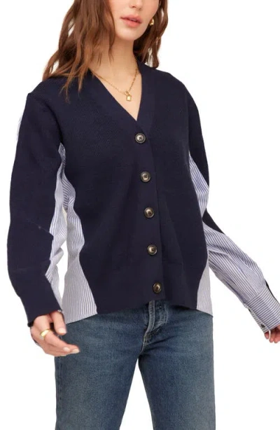 Fifteen Twenty Celine Mixed Media Cardigan In Blue