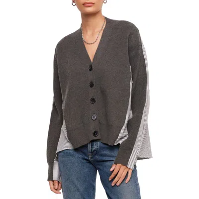 Fifteen Twenty Celine Mixed Media Cardigan In Charcoal