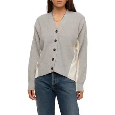 Fifteen Twenty Celine Mixed Media Cardigan In Gray